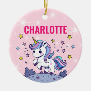 Custom Magical Unicorn Personalised Ceramic Tree Decoration