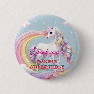 Custom Magical Unicorn Rainbow Birthday Party 6 Cm Round Badge