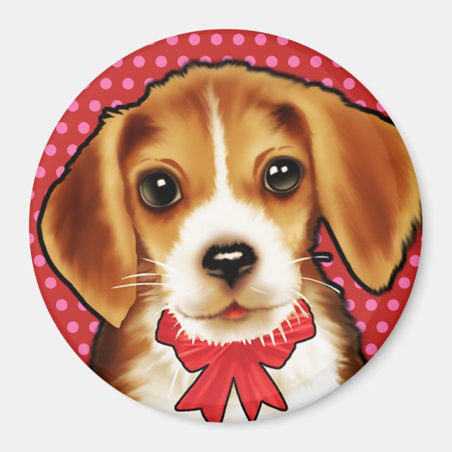 Custom Magnet cute Beagle pup. (Front)