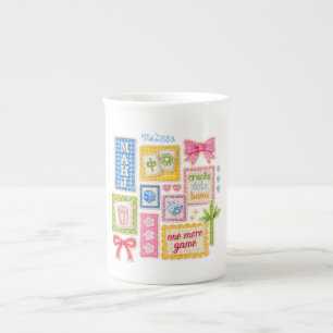Custom Mahjong Patches Faux Embroidery Bone China Mug