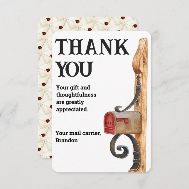 Custom Mail Carrier Mailbox Thank You Card (Front/Back)
