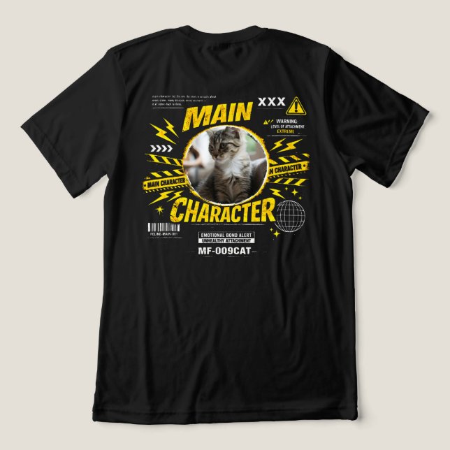 Custom Main Character Cat Lover Extreme Attachment Tri-Blend Shirt (Design Back)