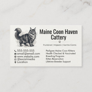 Custom Maine Coon Cattery Business Card