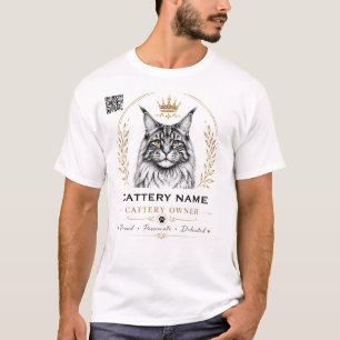 Custom Maine Coon Cattery Owner with QR Code T-Shirt