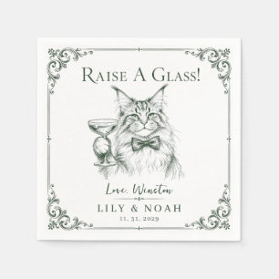 Custom Maine Coon Wedding Cat lover Sketch gift Napkin
