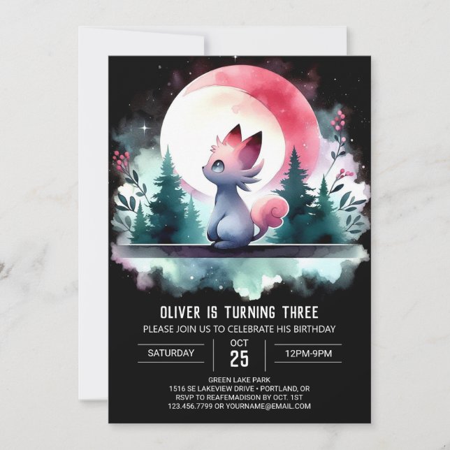 Custom Majestic Cat Birthday Invitation (Front)