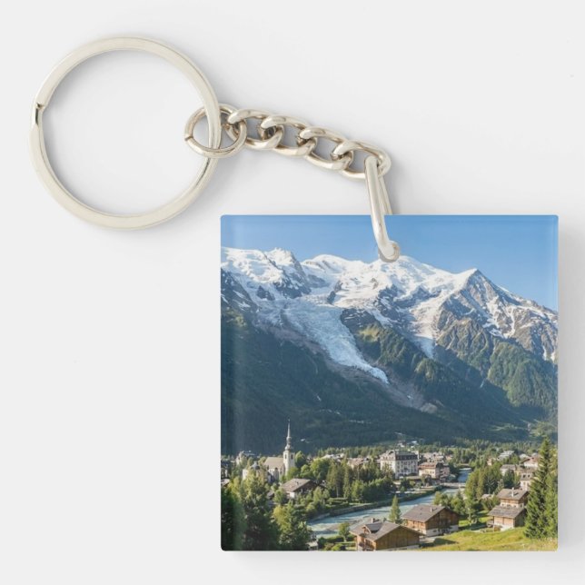 Custom Majestic Mont Blanc French Alps View Key Ring (Front)