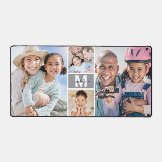 Custom Make Your Own 4 Photo Collage Desk Mat (Front)