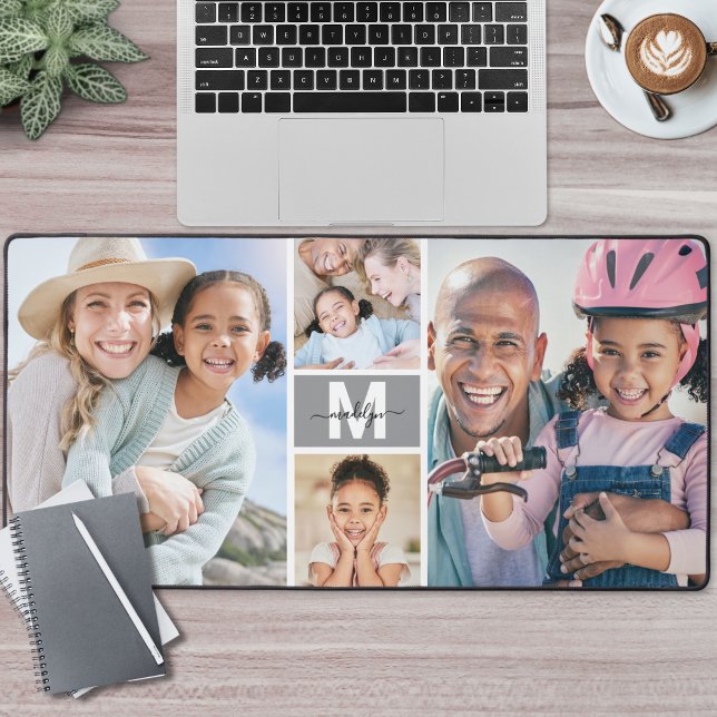 Custom Make Your Own 4 Photo Collage Desk Mat (Custom Make Your Own 4 Photo Collage Desk Mat)