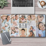 Custom Make Your Own 8 Photo Collage Desk Mat<br><div class="desc">Personalised Initial Name Monogram Photo Collage Desk Mat. Add a personal and stylish touch to your workspace with this custom desk mat, perfect as an office accessory or extra-large mouse pad for your work-from-home business. The design features a grey box in the centre with a crisp white initial letter and...</div>