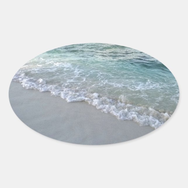 Custom Maldives Sea Waves Sand Nature Blank Oval Sticker (Front)
