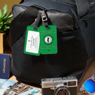 Custom Male Golfer Green Golf Ball Contact ID Luggage Tag