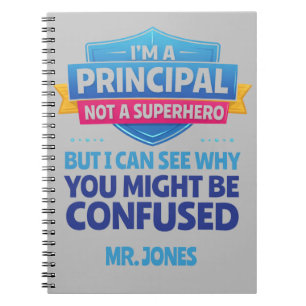 Custom Male Principal funny Superhero  Notebook