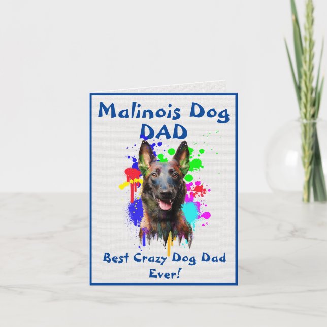 Custom Malinois Dad Dog Best Crazy Dog Dad Digital Card (Front)