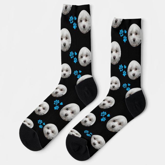 Custom Maltese Socks — Personalised Pet Photo Gift (Left)