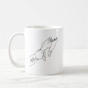 Custom Mama And Kids Holding Hands personalised Coffee Mug