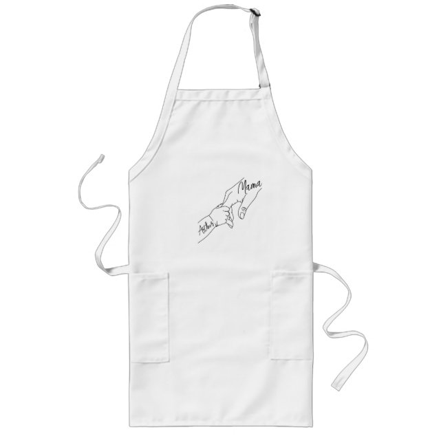 Custom Mama And Kids Holding Hands personalised Long Apron (Front)