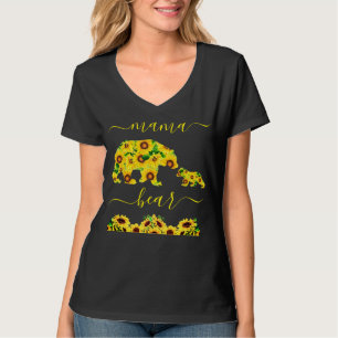 Custom MAMA BEAR Sunflowers Mum Women Deep V-neck T-Shirt