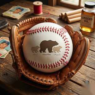 Custom Mama Bear With 2 Kid Names Mothers Day Gift Baseball