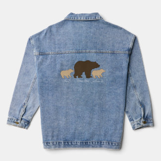 Custom Mama Bear With 2 Kid Names Mothers Day Gift Denim Jacket