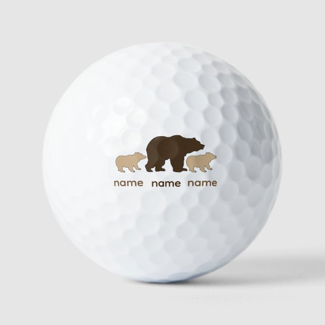Custom Mama Bear With 2 Kid Names Mothers Day Gift Golf Balls (Front)