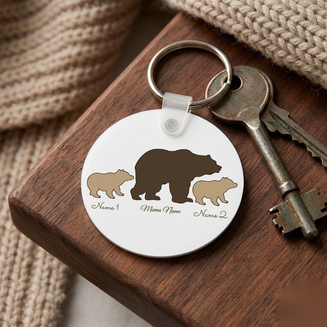 Custom Mama Bear With 2 Kid Names Mothers Day Gift Key Ring (Creator Uploaded)