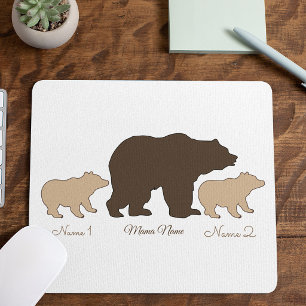 Custom Mama Bear With 2 Kid Names Mothers Day Gift Mouse Pad