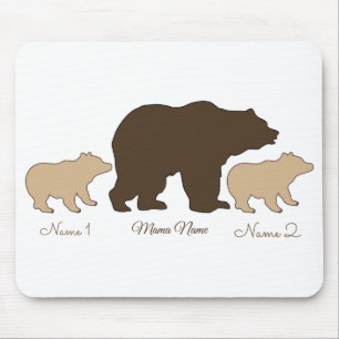 Custom Mama Bear With 2 Kid Names Mothers Day Gift Mouse Pad