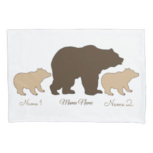 Custom Mama Bear With 2 Kid Names Mothers Day Gift Pillowcase
