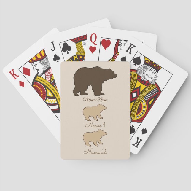 Custom Mama Bear With 2 Kid Names Mothers Day Gift Playing Cards (Back)
