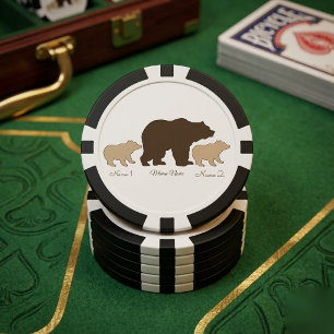 Custom Mama Bear With 2 Kid Names Mothers Day Gift Poker Chips