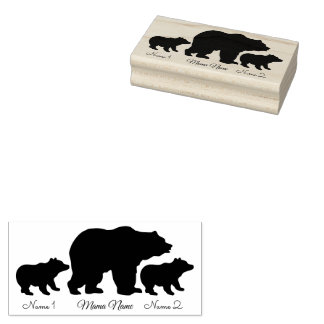 Custom Mama Bear With 2 Kid Names Mothers Day Gift Rubber Stamp