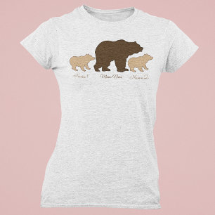 Custom Mama Bear With 2 Kid Names Mothers Day Gift T-Shirt