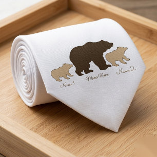 Custom Mama Bear With 2 Kid Names Mothers Day Gift Tie