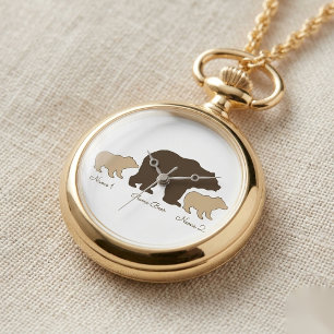 Custom Mama Bear With 2 Kid Names Mothers Day Gift Watch