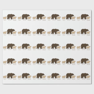 Custom Mama Bear With 2 Kid Names Mothers Day Gift Wrapping Paper