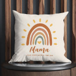 Custom Mama Boho Modern Stylish Rainbow Sun Cushion<br><div class="desc">The Custom Name Boho Earth Tone Rainbow Sun pillow is a unique and stylish piece of home decor that combines bohemian and earthy elements with a vibrant rainbow sun. In addition to the striking graphic, the throw pillow can also be customised with your own name and message, making it a...</div>