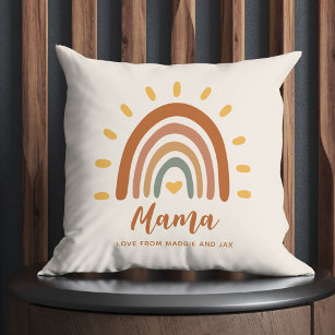 Custom Mama Boho Modern Stylish Rainbow Sun Cushion