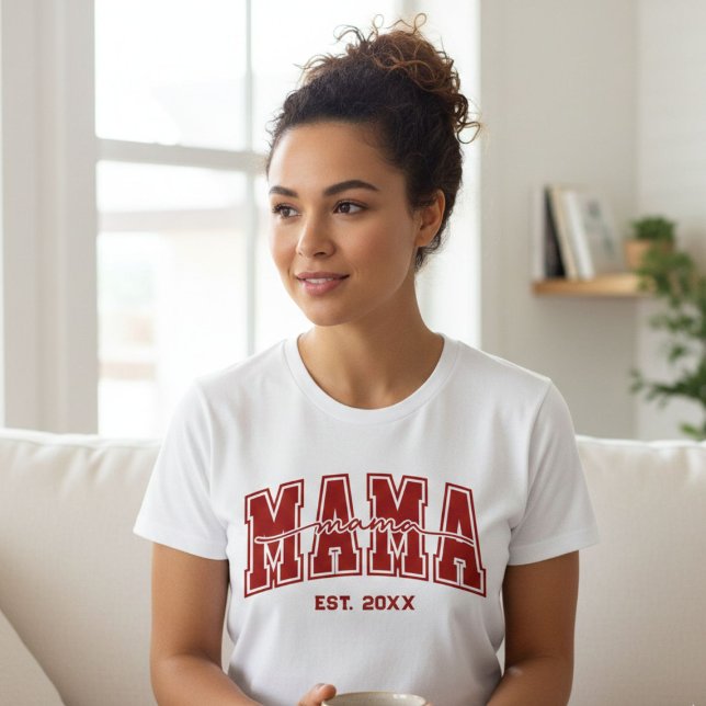 Custom Mama Est. Year Personalised Mum Established T-Shirt (Creator Uploaded)