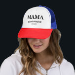 Custom Mama Name Mother's Day Personalised Gift Trucker Hat<br><div class="desc">"Mama, Mum, Mother, Mummy" is a title of honour and affection bestowed upon a mother figure who exemplifies extraordinary qualities in her role. She is the embodiment of love, guidance, and unwavering support for his family. With a heart full of compassion and wisdom, she navigates the challenges of Motherhood with...</div>