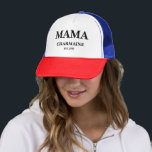 Custom Mama Name Mother's Day Personalised Gift Trucker Hat<br><div class="desc">"Mama, Mum, Mother, Mummy" is a title of honour and affection bestowed upon a mother figure who exemplifies extraordinary qualities in her role. She is the embodiment of love, guidance, and unwavering support for his family. With a heart full of compassion and wisdom, she navigates the challenges of Motherhood with...</div>