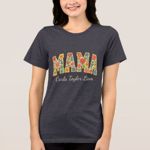 Custom Mama with Kids Names or Est Year Tri-Blend Shirt