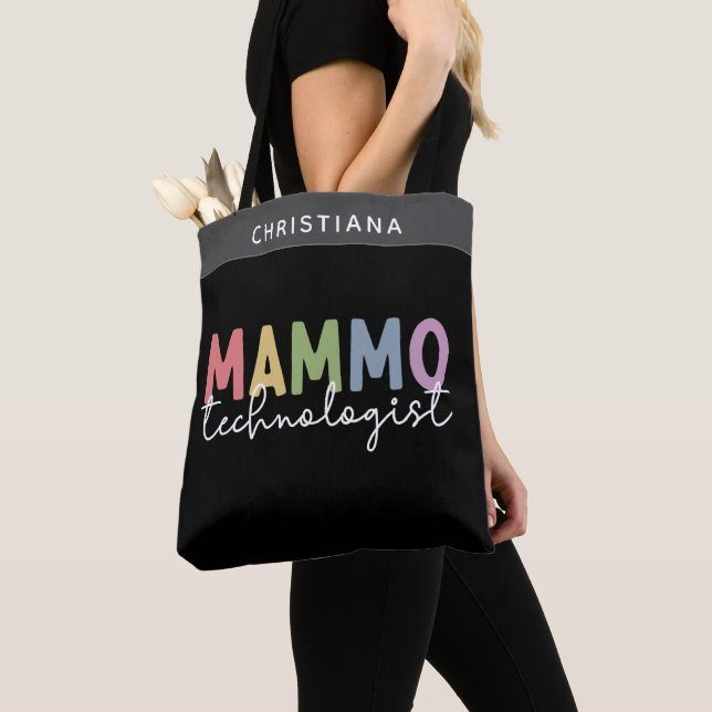 Custom Mammo Technologist Mammography Technician Tote Bag (Close Up)