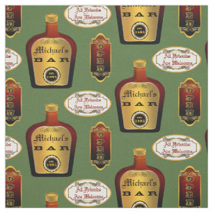 Custom Man Cave Liquor Bottle Bar Open Pattern Fabric