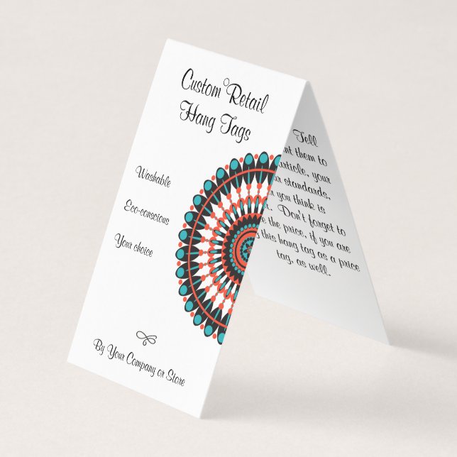 Custom Mandala Folded Tent Hang Tags (Front)