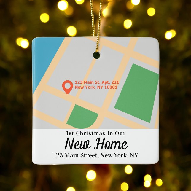 Custom Map Address First Christmas New Home Ceramic Ornament (Custom Map Address First Christmas New Home Ceramic Ornament
)