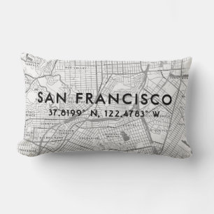 Custom Map & Coordinates Template San Francisco Lumbar Cushion