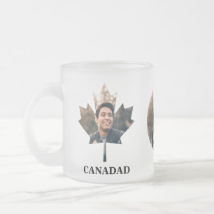 Custom maple leaf shape photo happy Canada day Frosted Glass Coffee Mug