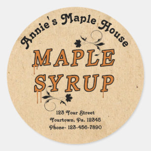 Custom Maple Syrup Business Round Product Sticker