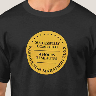 Custom Marathon Runner Finisher Medal on a T-Shirt